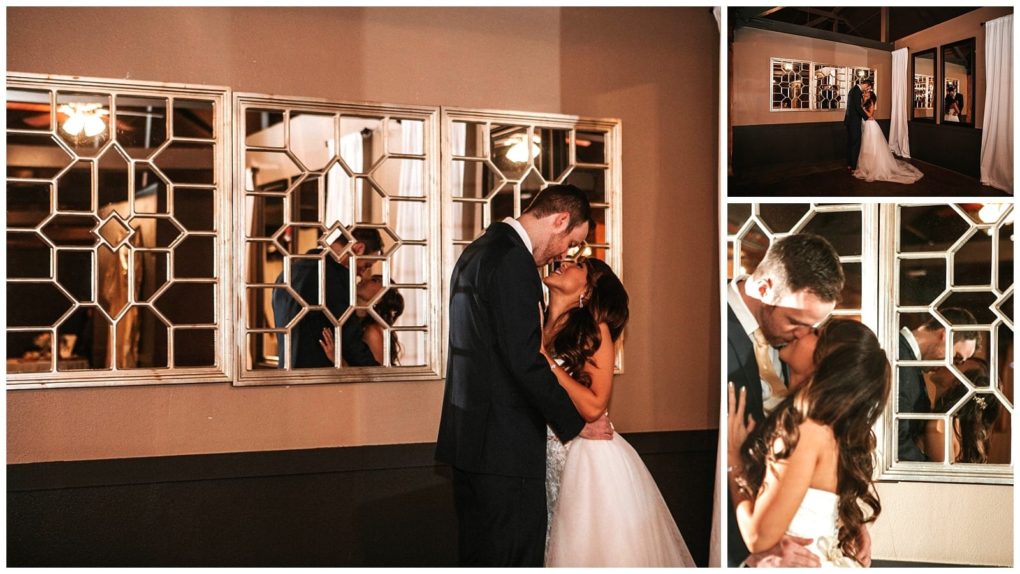 Premier snohomish & seattle wedding photographer | gsquared weddings photography a snohomish bride and groom share a romantic kiss indoors surrounded by geometric mirrors on the wall Other views capture their embrace and dance in soft warm lightingperfect inspiration for your seattle wedding engagement | serving snohomish seattle                   & beyond