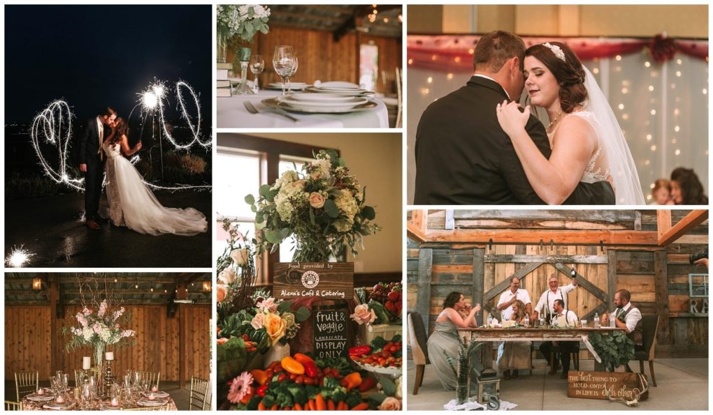 Premier snohomish & seattle wedding photographer | gsquared weddings photography a collage of rustic wedding scenes a couple kissing with sparklers elegant table settings a floral centerpiece a snohomish bride and groom dancing and a wedding party laughing at a barn style seattle reception table | serving snohomish seattle                   & beyond