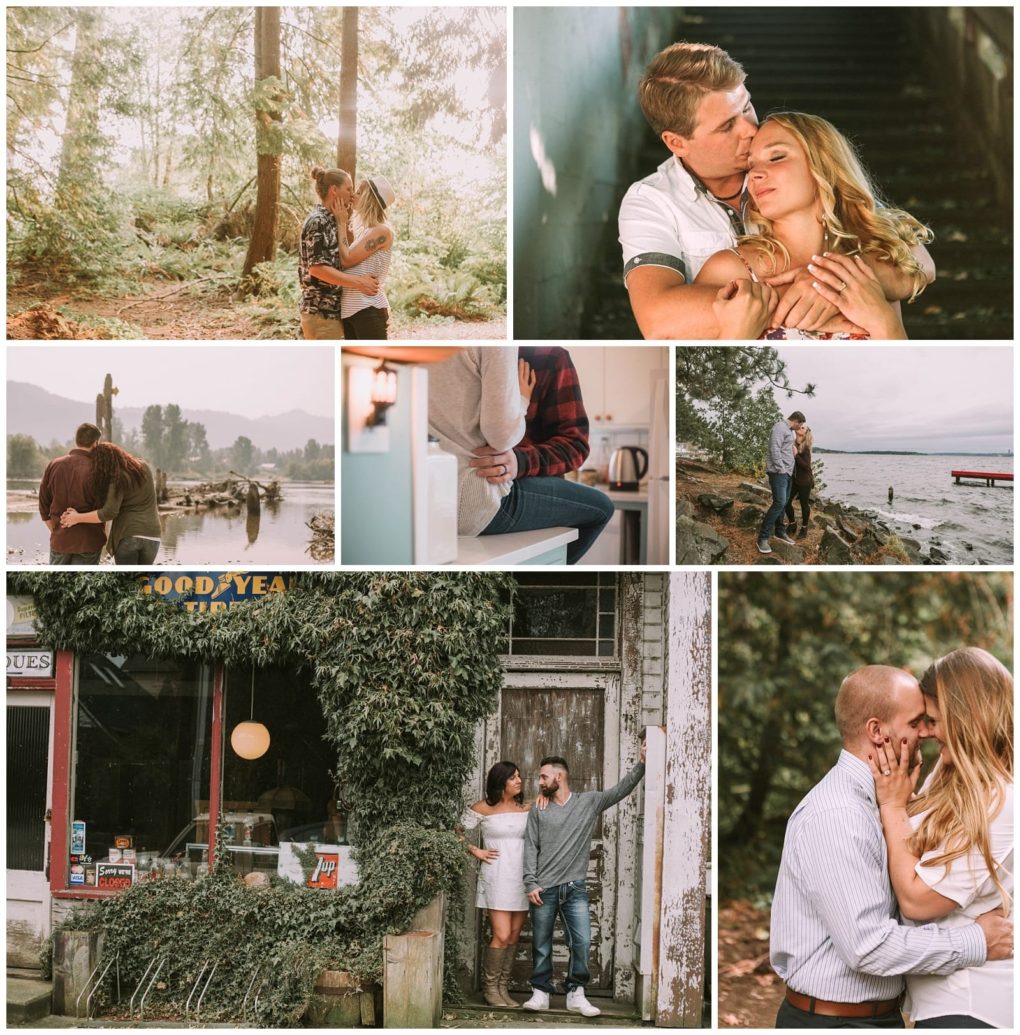 Premier snohomish & seattle wedding photographer | gsquared weddings photography a collage of couples in various outdoor and indoor settings in snohomish and seattle embracing kissing and spending time togetherperfectly capturing wedding and engagement moments filled with romance and affection | serving snohomish seattle                   & beyond