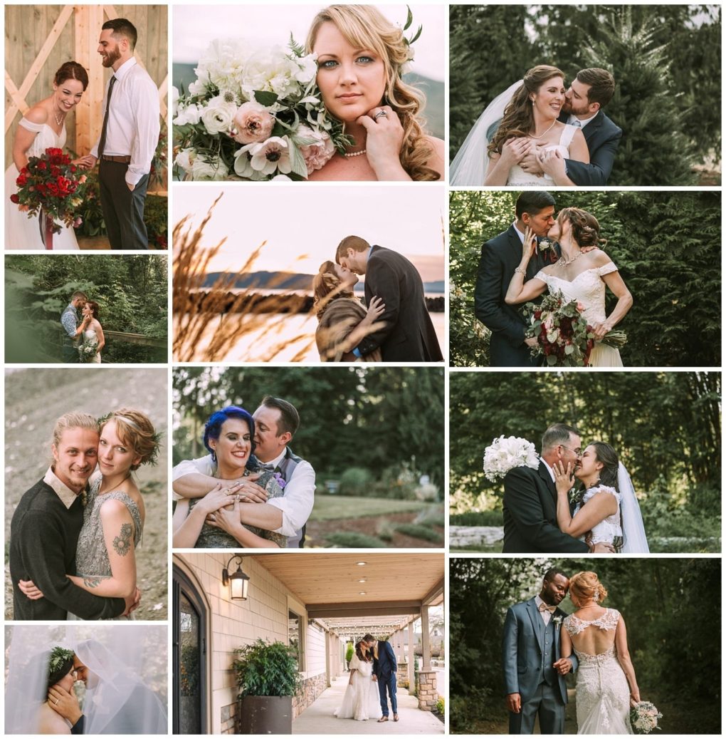 Premier snohomish & seattle wedding photographer | gsquared weddings photography a collage of snohomish and seattle wedding photos featuring a bride and groom in romantic joyful poses outdoorssharing kisses embracing and walking togethercapturing their engagement amidst flowers and nature | serving snohomish seattle                   & beyond