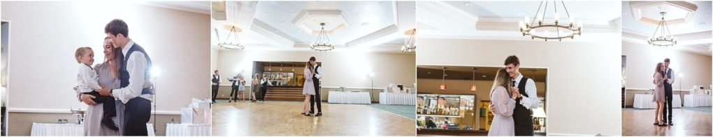 Premier snohomish & seattle wedding photographer | gsquared weddings photography a series of four snohomish wedding photos show a bride and groom dancing in a bright reception hall In one image the groom holds a small child in others the couple shares an intimate moment on the dance floor | serving snohomish seattle                   & beyond