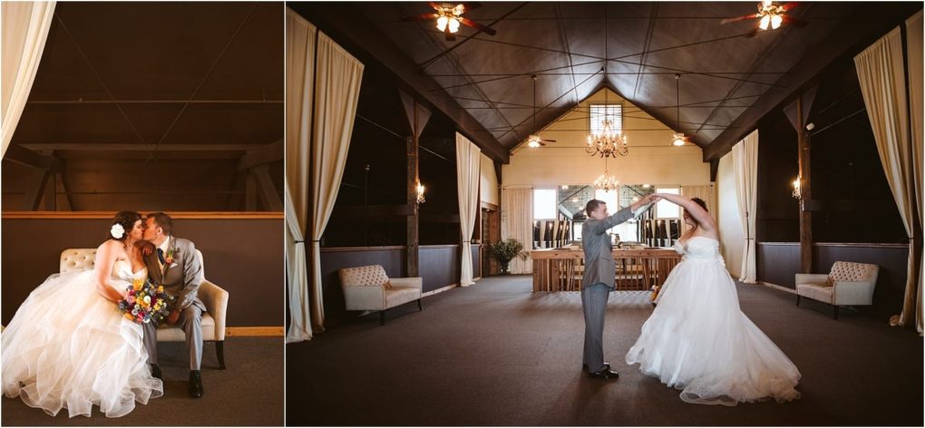 Premier snohomish & seattle wedding photographer | gsquared weddings photography a bride and groom share a kiss while seated then dance together in a spacious elegant snohomish venue with high ceilings chandeliers and soft lightingcapturing the romance of a seattle wedding engagement | serving snohomish seattle                   & beyond