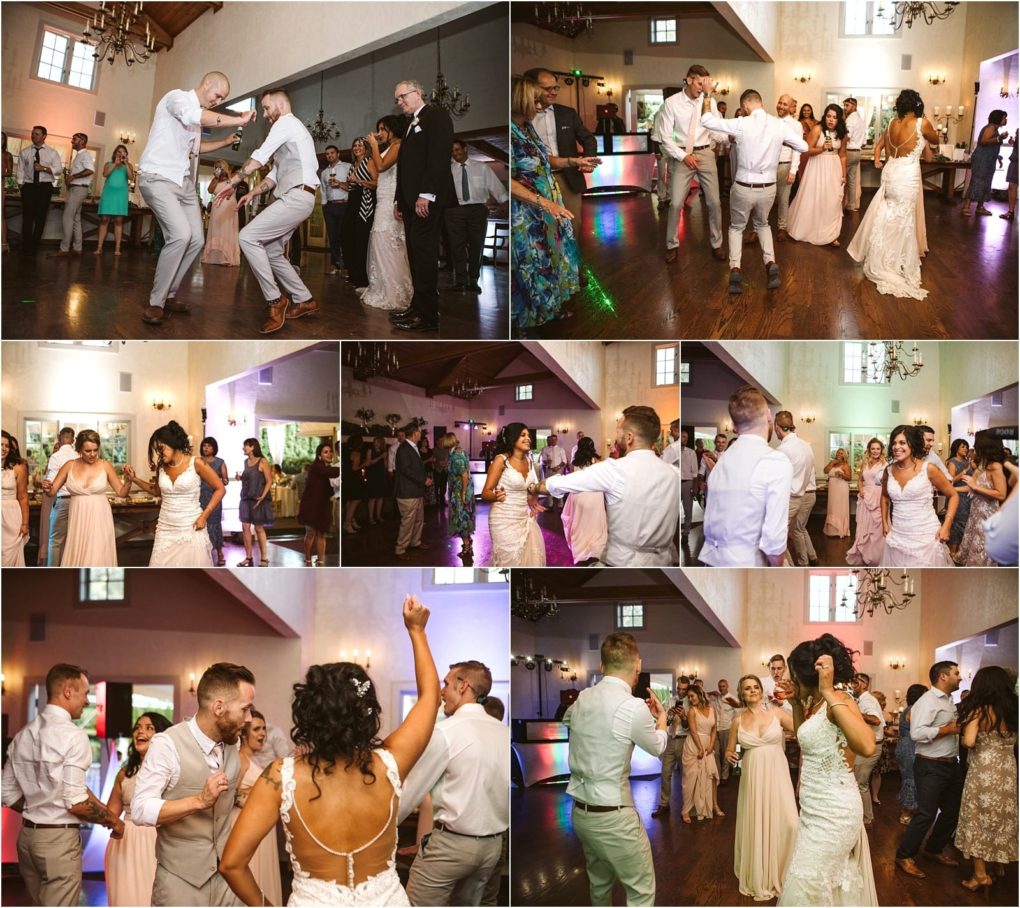Premier snohomish & seattle wedding photographer | gsquared weddings photography a collage of snohomish wedding reception photos shows guests and the bride and groom dancing joyfully together in a warmly lit hall surrounded by friends and family celebrating their special seattle engagement | serving snohomish seattle                   & beyond