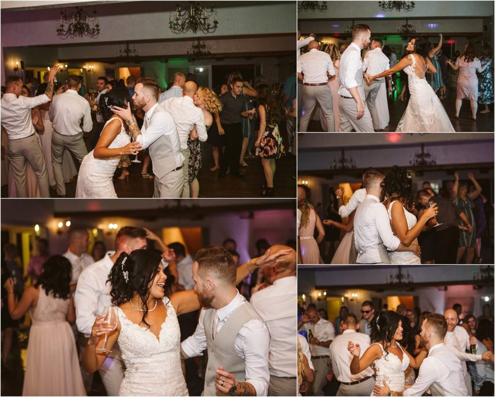 Premier snohomish & seattle wedding photographer | gsquared weddings photography a bride and groom dance joyfully together at their snohomish wedding reception surrounded by guests who are also dancing and celebrating on the lively dance floor | serving snohomish seattle                   & beyond