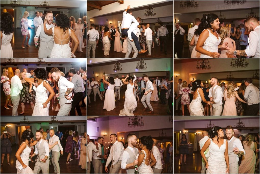 Premier snohomish & seattle wedding photographer | gsquared weddings photography a collage of snohomish wedding reception photos shows guests and the bride and groom dancing laughing and celebrating on a lively dance floor in formal attire under warm lighting | serving snohomish seattle                   & beyond
