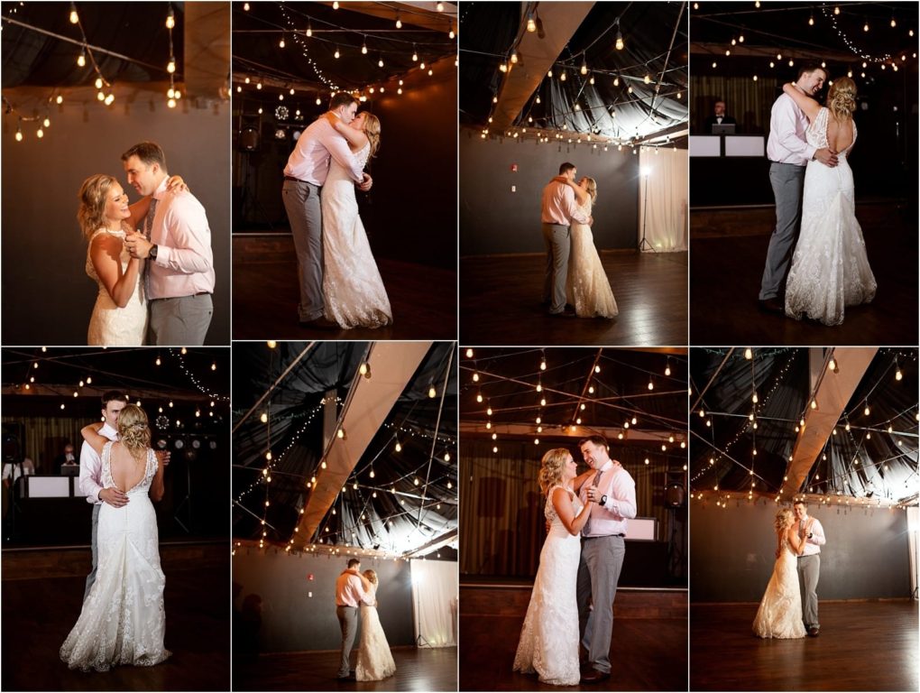 Premier snohomish & seattle wedding photographer | gsquared weddings photography a bride and groom share their first dance under string lights in a dimly lit snohomish venue They smile embrace and dance closely surrounded by a romantic intimate atmosphere perfect for any seattle wedding | serving snohomish seattle                   & beyond