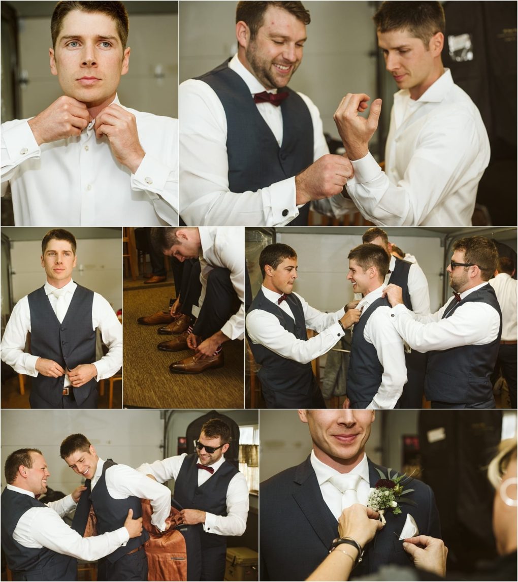 Premier snohomish & seattle wedding photographer | gsquared weddings photography a collage of men getting ready for a snohomish wedding adjusting shirts ties vests cufflinks and boutonnieres They are smiling and helping each other dress in formal attire creating a joyful supportive atmosphere | serving snohomish seattle                   & beyond