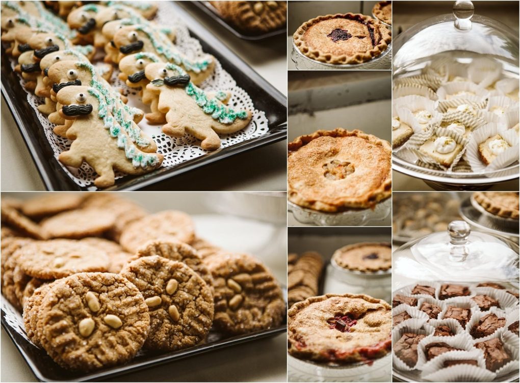 Premier snohomish & seattle wedding photographer | gsquared weddings photography a collage of various baked goods perfect for a snohomish or seattle wedding engagement includes decorated animal shaped cookies fruit pies peanut butter cookies powdered sugar cookies in paper cups and assorted pastries on trays and cake stands | serving snohomish seattle                   & beyond