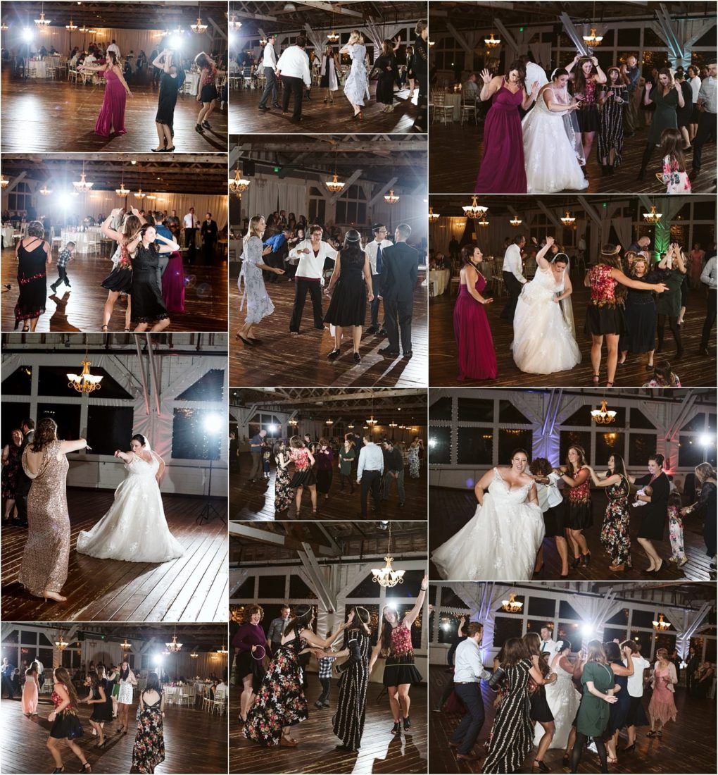 Premier snohomish & seattle wedding photographer | gsquared weddings photography a collage of snohomish wedding reception photos shows guests and the bride dancing joyfully on a wooden floor under chandeliers in a rustic indoor venue People are smiling laughing and celebrating together near seattle | serving snohomish seattle                   & beyond
