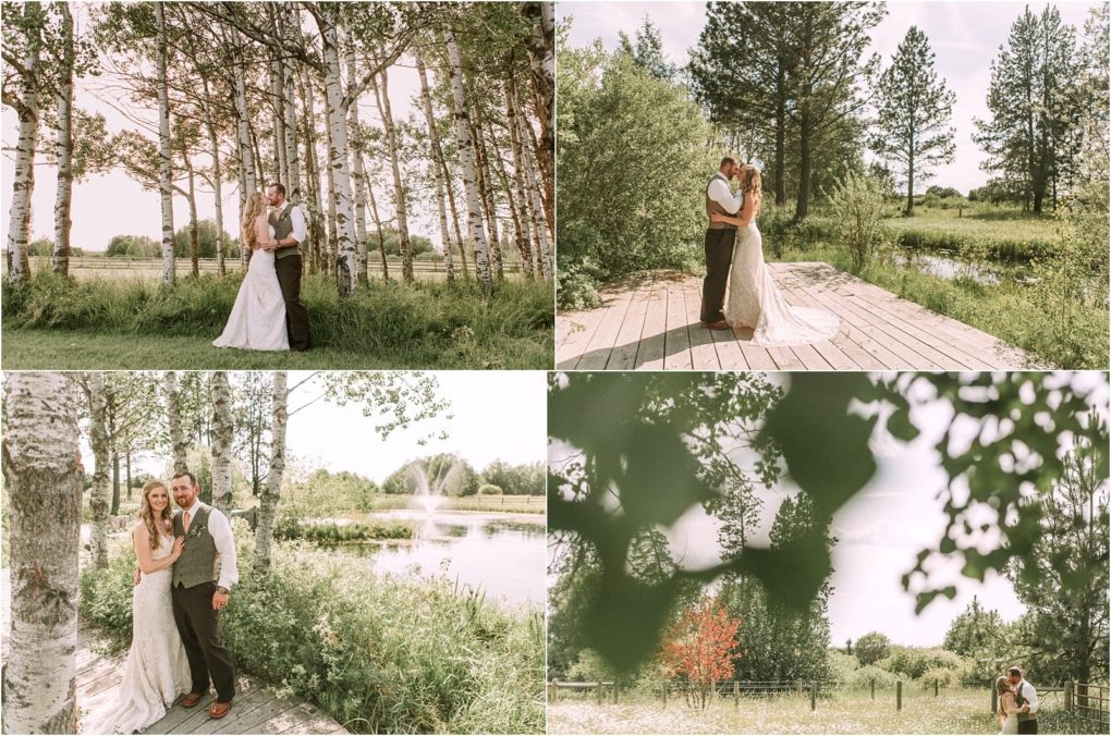 Premier snohomish & seattle wedding photographer | gsquared weddings photography a bride and groom pose and embrace in various outdoor settings during their snohomish seattle wedding surrounded by trees grass a pond and a fountain on a sunny day | serving snohomish seattle                   & beyond