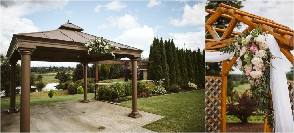 Premier snohomish & seattle wedding photographer | gsquared weddings photography a brown outdoor gazebo and wooden wedding arch both decorated with white and pink flowers and greenery are set in a landscaped garden with green grass and cloudy skiesperfect for a snohomish seattle wedding or engagement | serving snohomish seattle & beyond Premier snohomish & seattle wedding photographer | gsquared weddings photography a brown outdoor gazebo and wooden wedding arch both decorated with white and pink flowers and greenery are set in a landscaped garden with green grass and cloudy skiesperfect for a snohomish seattle wedding or engagement | serving snohomish seattle & beyond
