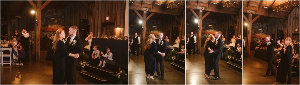 Premier snohomish & seattle wedding photographer | gsquared weddings photography at a rustic indoor snohomish wedding reception a bride and her father share a dance under warm string lights while guests watch and children sit nearby capturing the charm of a seattle engagement celebration | serving snohomish seattle                   & beyond