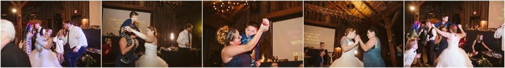 Premier snohomish & seattle wedding photographer | gsquared weddings photography a collage of snohomish wedding reception moments shows guests dancing a bride holding a child couples embracing and a joyous celebration in a warmly lit venue with wooden beams and string lights | serving snohomish seattle                   & beyond