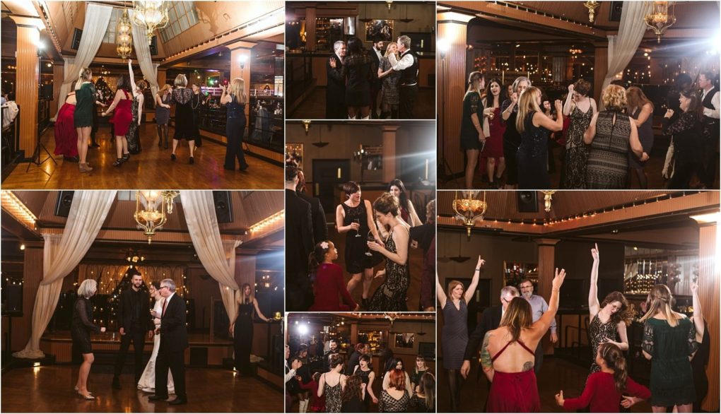 Premier snohomish & seattle wedding photographer | gsquared weddings photography a collage of lively scenes at a snohomish wedding reception shows guests dressed formally dancing celebrating and enjoying themselves on a warmly lit dance floor | serving snohomish seattle                   & beyond