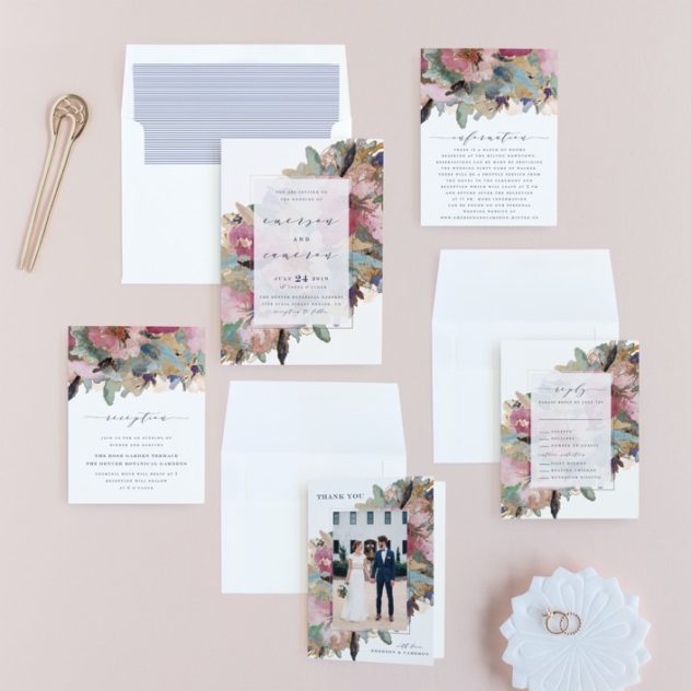 Minted wedding invitation gilded drape