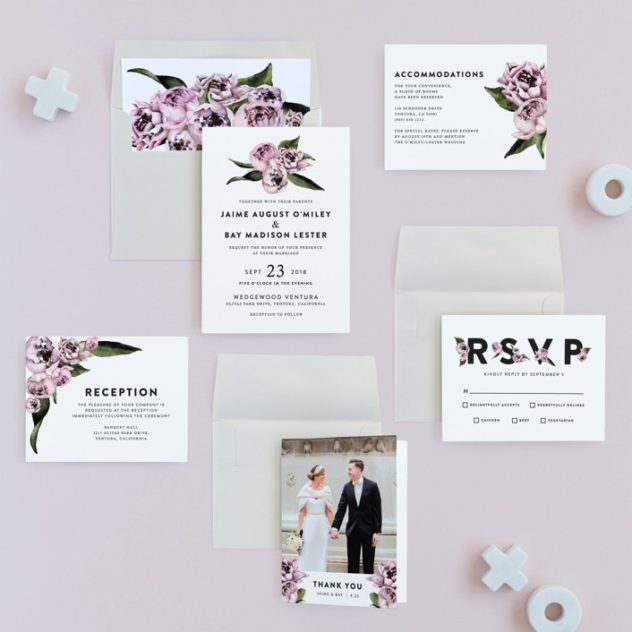 Minted wedding invitation peony