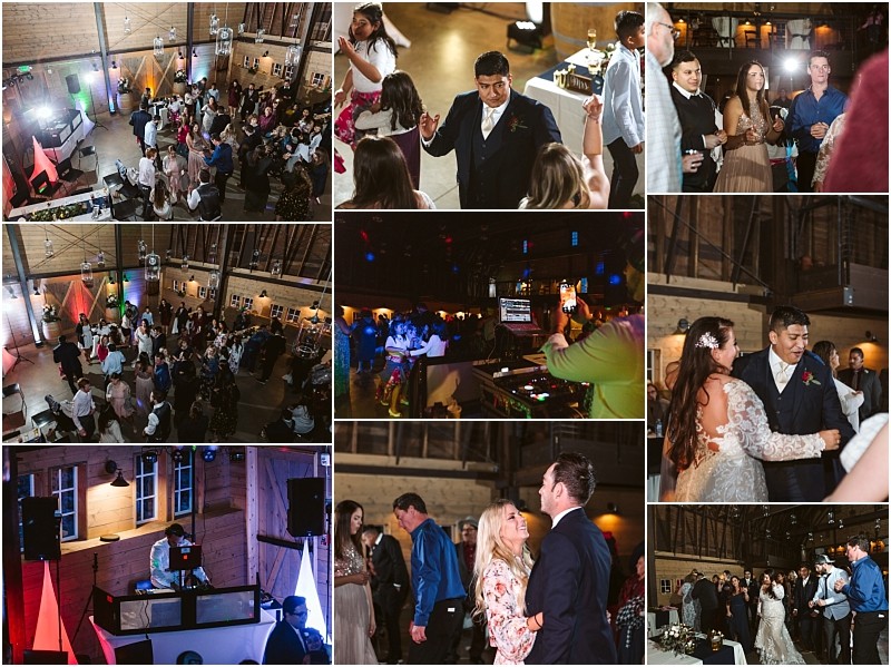 Premier snohomish & seattle wedding photographer | gsquared weddings photography a collage of snohomish and seattle wedding reception photos showing guests dancing a dj performing couples embracing and the newlyweds celebrating with family and friends in a warmly lit rustic venue | serving snohomish seattle                   & beyond