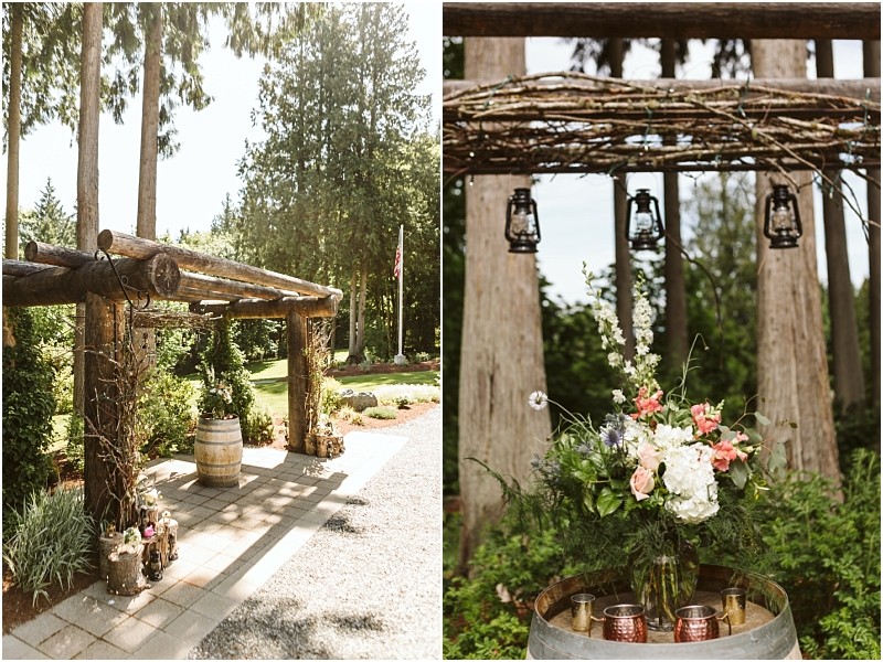 Premier snohomish & seattle wedding photographer | gsquared weddings photography a rustic outdoor wedding altar near snohomish perfect for seattle wedding or engagement celebrations Wooden beams and wine barrels adorned with florals and candles sit amidst trees and greenery under a sunny sky | serving snohomish seattle & beyond Premier snohomish & seattle wedding photographer | gsquared weddings photography a rustic outdoor wedding altar near snohomish perfect for seattle wedding or engagement celebrations Wooden beams and wine barrels adorned with florals and candles sit amidst trees and greenery under a sunny sky | serving snohomish seattle & beyond