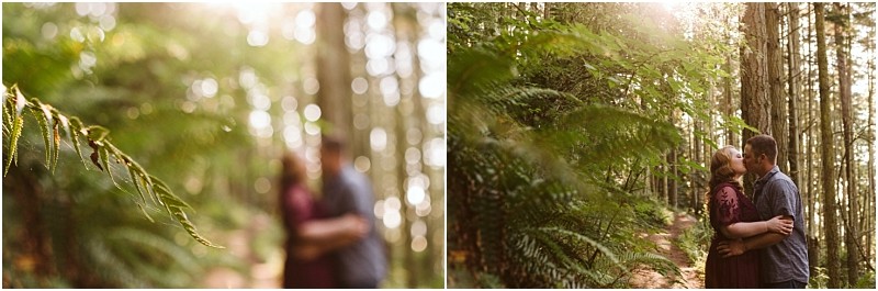 Premier snohomish & seattle wedding photographer | gsquared weddings photography a couple stands embracing in a sunlit forest near snohomish surrounded by tall trees and green ferns The left side is blurred to highlight a fern while the right clearly shows the couple sharing a kissperfect for a seattle wedding engagement | serving snohomish seattle & beyond Premier snohomish & seattle wedding photographer | gsquared weddings photography a couple stands embracing in a sunlit forest near snohomish surrounded by tall trees and green ferns The left side is blurred to highlight a fern while the right clearly shows the couple sharing a kissperfect for a seattle wedding engagement | serving snohomish seattle & beyond