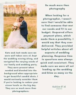 Kaitlyn and Al, it was such an honor, and such a great wedding to kick off our 2026 season. We appreciate your sweet words so much, and we are so excited to see where your forever story takes you;