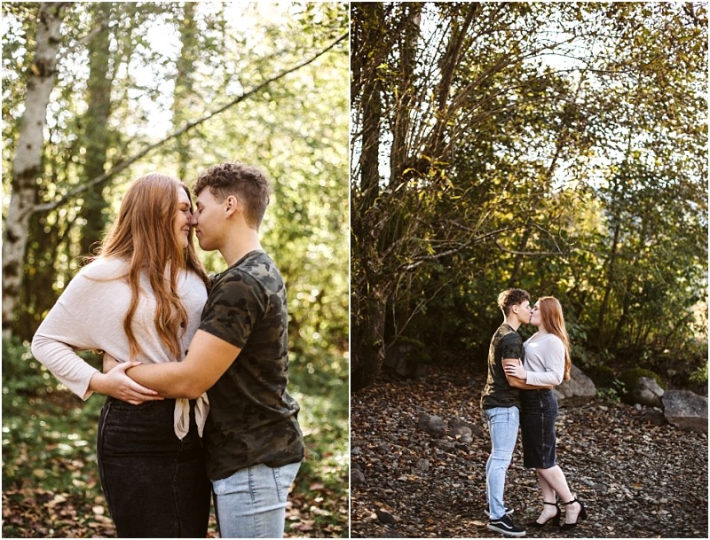 Premier snohomish & seattle wedding photographer | gsquared weddings photography a couple embraces outdoors in a wooded area near snohomish sharing an affectionate moment In both photos they stand close gazing at each other with soft sunlight filtering through the treesperfect for a seattle engagement | serving snohomish seattle & beyond Premier snohomish & seattle wedding photographer | gsquared weddings photography a couple embraces outdoors in a wooded area near snohomish sharing an affectionate moment In both photos they stand close gazing at each other with soft sunlight filtering through the treesperfect for a seattle engagement | serving snohomish seattle & beyond