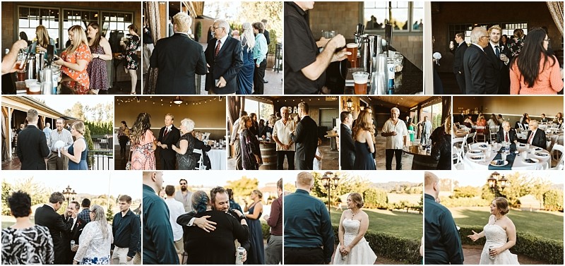 Premier snohomish & seattle wedding photographer | gsquared weddings photography collage of snohomish seattle wedding reception scenes featuring guests mingling sharing drinks laughing and dancing indoors and outdoors with a bride in a white dress and a scenic outdoor background | serving snohomish seattle                   & beyond