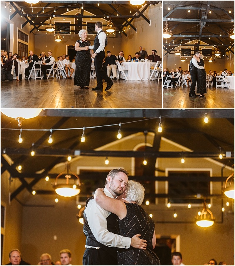 Premier snohomish & seattle wedding photographer | gsquared weddings photography a groom in a vest and white shirt shares a heartfelt dance with an older woman likely his mother at a warmly lit snohomish wedding reception near seattle as guests watch from round tables | serving snohomish seattle                   & beyond