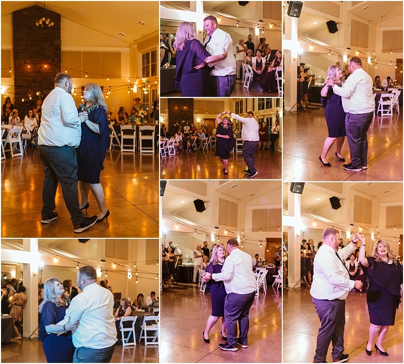 Premier snohomish & seattle wedding photographer | gsquared weddings photography a man and woman both in formal attire joyfully dance together at a snohomish seattle wedding event surrounded by seated guests and warm lighting The collage captures their energetic and happy moments on the dance floor | serving snohomish seattle                   & beyond