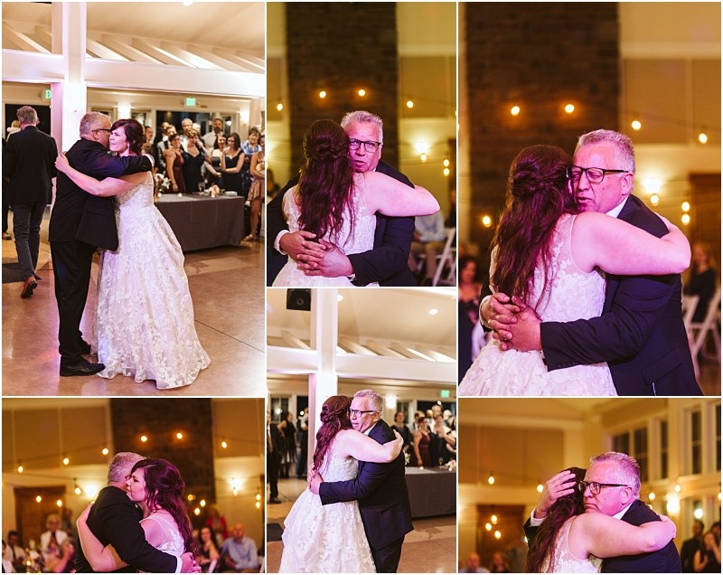 Premier snohomish & seattle wedding photographer | gsquared weddings photography a bride in a white dress and a man in a suit share an emotional dance at their snohomish wedding reception embracing closely in a warmly lit venue as guests look on capturing the magic of their seattle engagement celebration | serving snohomish seattle                   & beyond