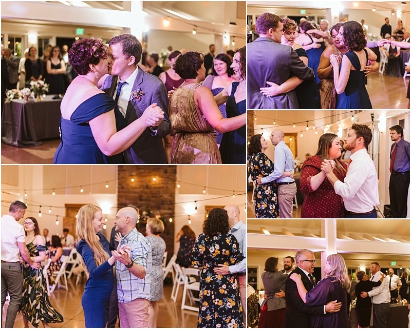 Premier snohomish & seattle wedding photographer | gsquared weddings photography a collage of wedding reception photos shows several couples slow dancing together on a warmly lit dance floor at a snohomish seattle wedding surrounded by seated guests and string lights The atmosphere is festive and joyful | serving snohomish seattle                   & beyond