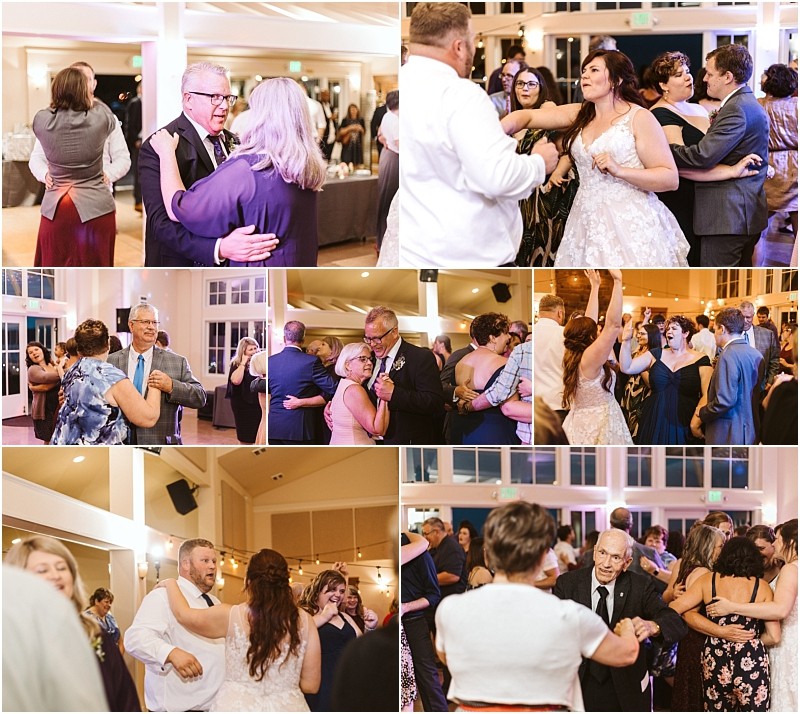Premier snohomish & seattle wedding photographer | gsquared weddings photography a photo collage shows groups of people dancing and celebrating at a bright elegant snohomish wedding reception Guests of all ages are smiling hugging and enjoying the festive atmosphere near seattle | serving snohomish seattle                   & beyond