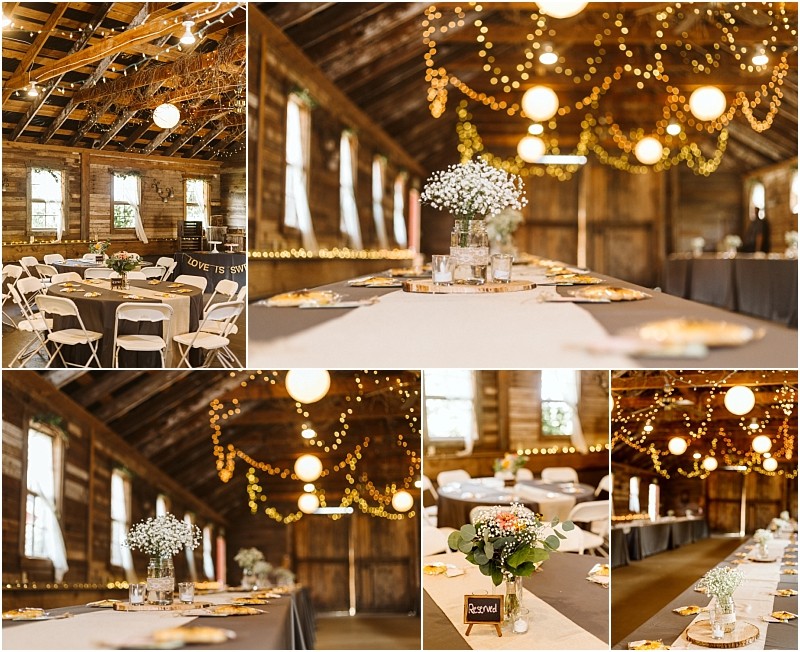 Premier snohomish & seattle wedding photographer | gsquared weddings photography a rustic snohomish barn decorated for an event featuring round and rectangular tables with white chairs floral centerpieces and warm string lights hanging from the wooden ceilingperfect for a seattle wedding or engagement celebration | serving snohomish seattle                   & beyond