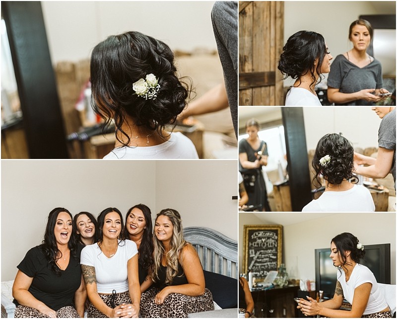 Premier snohomish & seattle wedding photographer | gsquared weddings photography a collage of women getting ready for a snohomish wedding featuring hairstyling makeup and a group photo of five women smiling together in a room with rustic decor | serving snohomish seattle                   & beyond
