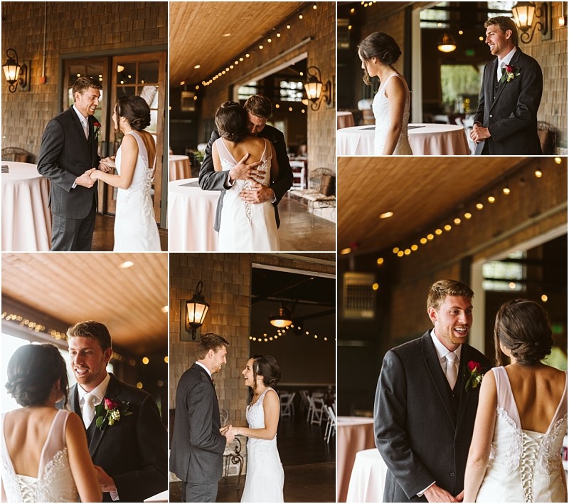 Premier snohomish & seattle wedding photographer | gsquared weddings photography a collage of six photos shows a snohomish bride and groom during their wedding smiling holding hands and embracing indoors under warm string lights They share emotional and joyful moments together in this seattle engagement celebration | serving snohomish seattle                   & beyond