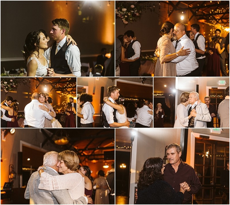 Premier snohomish & seattle wedding photographer | gsquared weddings photography a collage of snohomish and seattle wedding reception photos shows couples dancing The images capture joyful intimate moments with the bride and groom guests and older couples under warm festive lighting Perfect for wedding or engagement inspiration | serving snohomish seattle                   & beyond