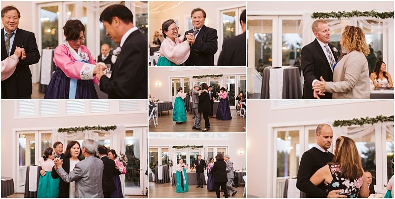 Premier snohomish & seattle wedding photographer | gsquared weddings photography a collage of couples including women in colorful hanboks dancing together at a formal indoor event with large windows and festive decorationsperfect inspiration for a snohomish or seattle wedding engagement celebration | serving snohomish seattle                   & beyond
