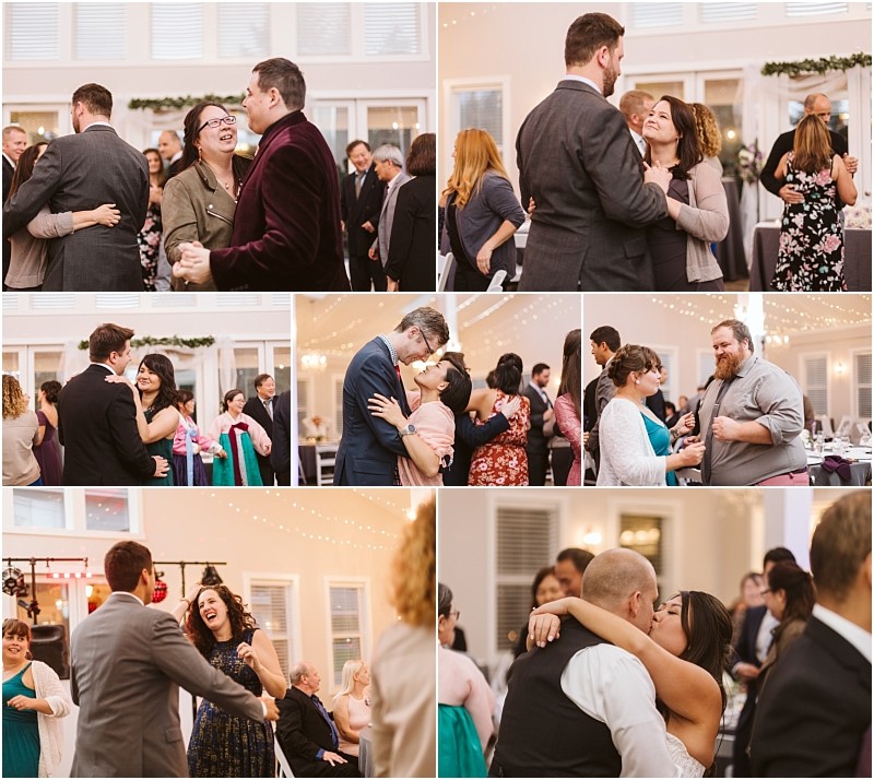 Premier snohomish & seattle wedding photographer | gsquared weddings photography a collage of six photos shows people dancing smiling and enjoying a celebration in a warmly lit indoor venue decorated with garlands and string lightscapturing the joyful spirit of a snohomish wedding or seattle engagement Guests wear formal and semi formal attire | serving snohomish seattle                   & beyond