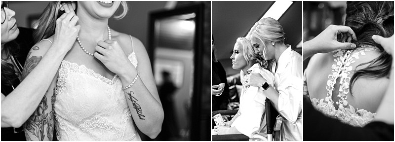 Premier snohomish & seattle wedding photographer | gsquared weddings photography a collage of three black and white photos captures snohomish and seattle wedding moments brides getting ready women in white robes and hands fastening a brides necklace from behindperfect inspiration for your engagement day | serving snohomish seattle                   & beyond