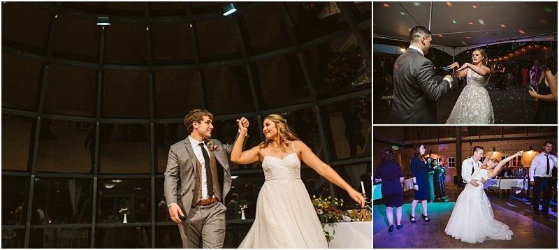 Premier snohomish & seattle wedding photographer | gsquared weddings photography a collage of three snohomish wedding photos shows couples dancing The largest image on the left features a smiling bride and groom spinning on the dance floor under a domed ceiling The two smaller photos show other couples dancing at the reception | serving snohomish seattle                   & beyond
