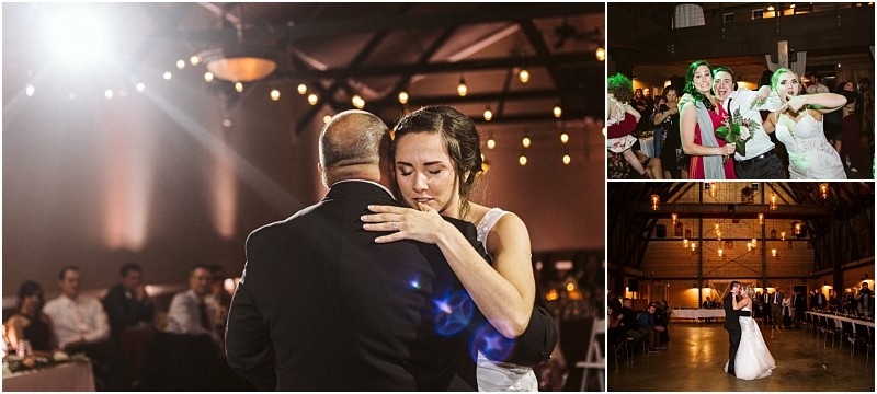 Premier snohomish & seattle wedding photographer | gsquared weddings photography a bride shares an emotional dance with her father at a snohomish seattle wedding nearby guests smile and celebrate while another image shows the bride and groom dancing in a warmly lit reception hall | serving snohomish seattle                   & beyond