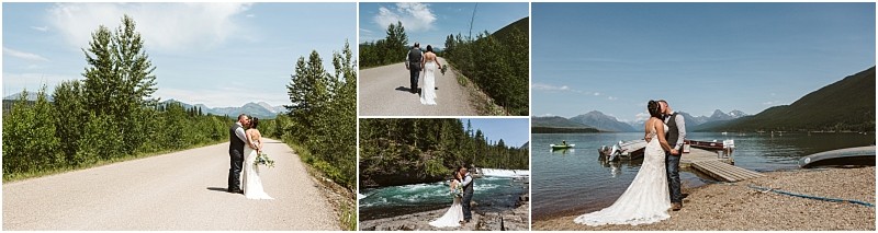 Snohomish & seattle wedding photographer | gsquared weddings photography a collage of four outdoor wedding photos showcases wedding couples embracing by a road a river and a lake all surrounded by trees and mountains under a clear blue skycapturing the best of 2019 moments | wedding photo by gsquared weddings