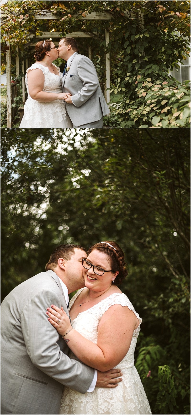 Snohomish & seattle wedding photographer | gsquared weddings photography a bride and groom share joyful moments outdoors in these best of 2019 photos they kiss under greenery and in the next the smiling bride laughs as her groom kisses her cheekcapturing pure happiness for wedding couples | wedding photo by gsquared weddings