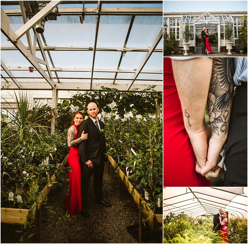 A couple the woman in a red dress and the man in a suit pose together and hold hands in a snohomish greenhouse filled with plants They are surrounded by lush greenery throughout the glass structure Snohomish wedding photography A couple the woman in a red dress and the man in a suit pose together and hold hands in a snohomish greenhouse filled with plants They are surrounded by lush greenery throughout the glass structure Snohomish wedding photography