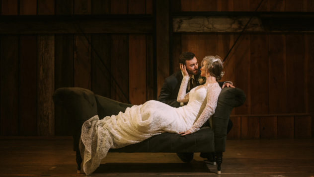Wedding couple at pickering barn