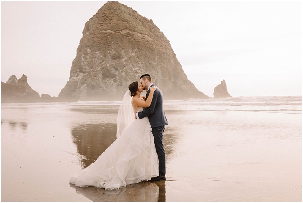 Cannon beach elopement with portraits at ecola state park in oregon