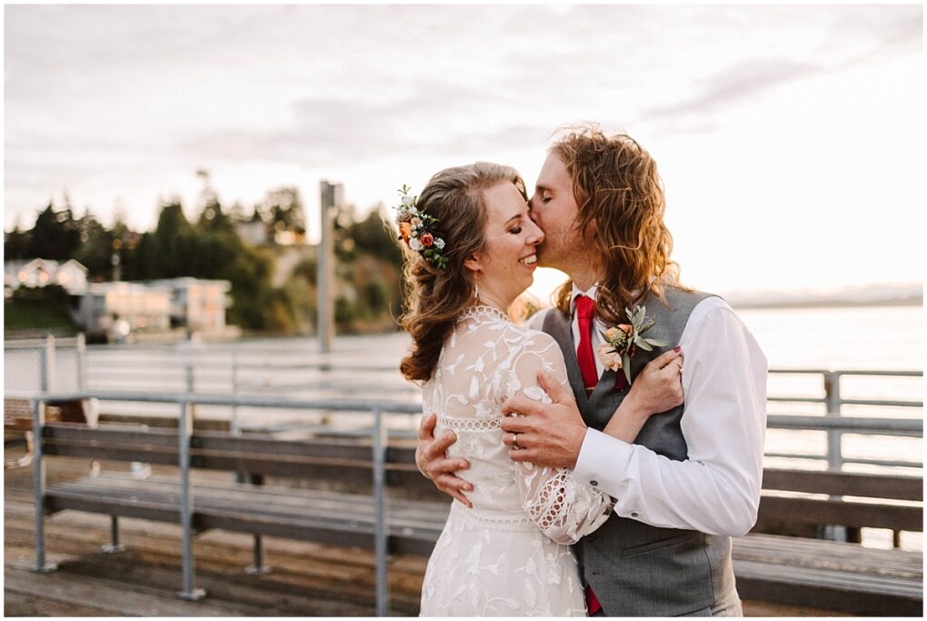Seattle wedding at rays boathouse with a bike special exit