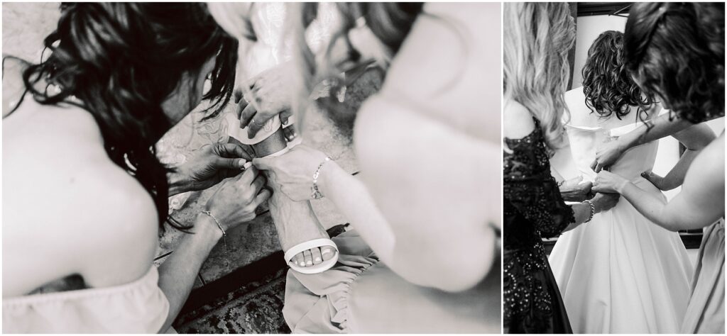 Snohomish wedding photographer gsquared weddings a black and white collage shows two women helping a bride In the first image theyre securing her shoe strap In the second theyre adjusting the back of her dress Both images capture intimate candid wedding preparation moments Serving seattle snohomish and washington state Snohomish wedding photographer gsquared weddings a black and white collage shows two women helping a bride In the first image theyre securing her shoe strap In the second theyre adjusting the back of her dress Both images capture intimate candid wedding preparation moments Serving seattle snohomish and washington state