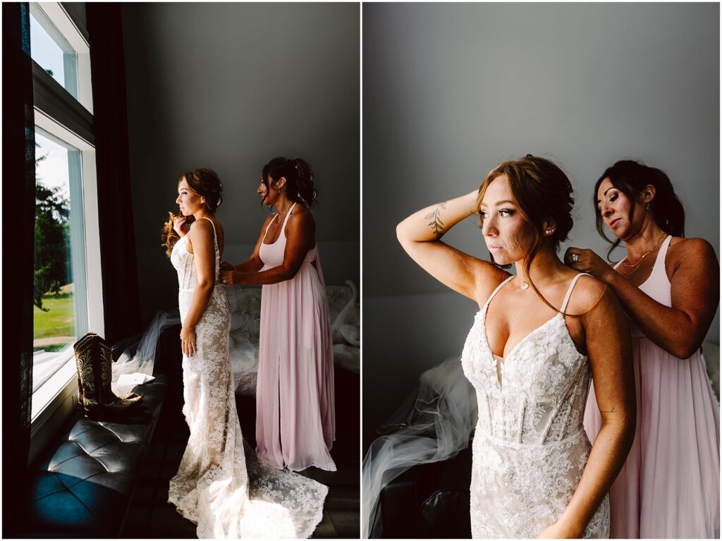 Snohomish wedding photographer gsquared weddings two women in a softly lit room prepare for a wedding The bride in a detailed lace gown stands by a window as the other woman adjusts her dress The setting is intimate and serene with natural light highlighting the moment Serving seattle snohomish and washington state Snohomish wedding photographer gsquared weddings two women in a softly lit room prepare for a wedding The bride in a detailed lace gown stands by a window as the other woman adjusts her dress The setting is intimate and serene with natural light highlighting the moment Serving seattle snohomish and washington state