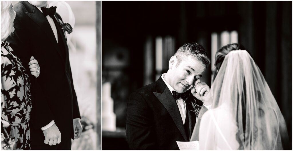 Snohomish Wedding Photographer GSquared Weddings Left image A closeup of a couple holding hands the man in a tuxedo and the woman in a patterned dress Right image A groom in a tuxedo and bow tie wipes a tear while a bride in a veil reads from a paper both in an emotional moment Serving Seattle Snohomish and Washington State Snohomish Wedding Photographer GSquared Weddings Left image: A close-up of a couple holding hands, the man in a tuxedo and the woman in a patterned dress. Right image: A groom in a tuxedo and bow tie wipes a tear while a bride in a veil reads from a paper, both in an emotional moment. Serving Seattle, Snohomish and Washington State