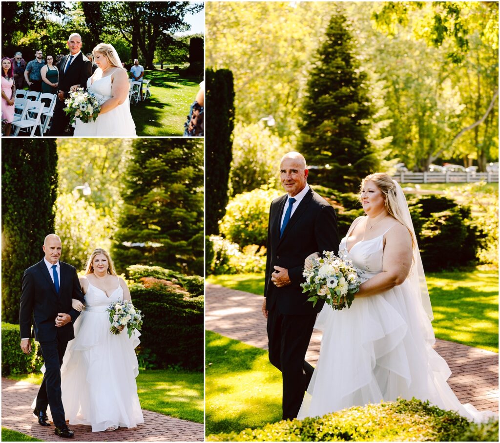 Snohomish Wedding Photographer GSquared Weddings Collage of a bride in a white dress walking down a garden aisle with a man in a suit She holds a bouquet of white flowers and guests are seated in the background under sunny skies with lush greenery Serving Seattle Snohomish and Washington State Snohomish Wedding Photographer GSquared Weddings Collage of a bride in a white dress walking down a garden aisle with a man in a suit. She holds a bouquet of white flowers, and guests are seated in the background under sunny skies with lush greenery. Serving Seattle, Snohomish and Washington State